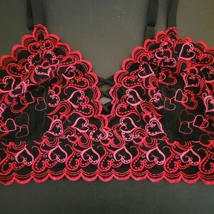 Torrid Size 1 Embroidered Hearts Bralette
